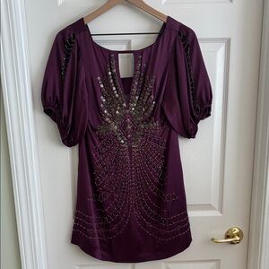 Nanette Lepore Plum Sequin Blouse